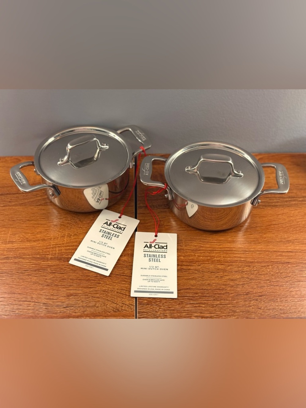 All-Clad Stainless Steel Mini Dutch Oven 1/2 Qt Set of 2